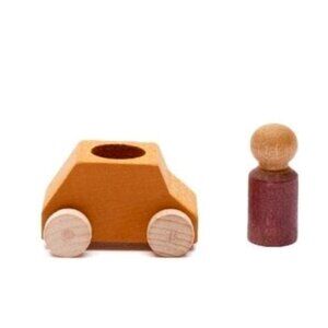 NWT Lubulona Wooden Car & Peg Person - Ochre